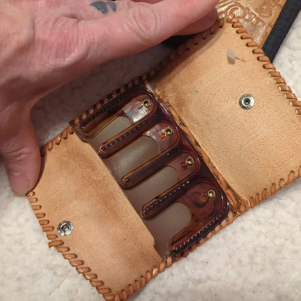 Vintage wallets and coin purse, hand-tooled & stitched‎